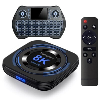 Combo 5 Android TV Box 12.0 2GB 16GB soporte 8K Dual-WiFi 2.4G 5.8G TV Box Android H618 Chipset con HDR10 BT4.0 USB 2.0 3D Ethernet con mini teclado retroiluminado -50 USD