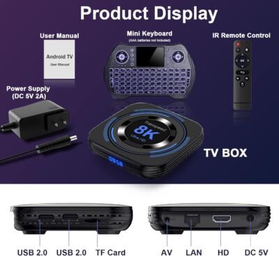 Combo 5 Android TV Box 12.0 2GB 16GB soporte 8K Dual-WiFi 2.4G 5.8G TV Box Android H618 Chipset con HDR10 BT4.0 USB 2.0 3D Ethernet con mini teclado retroiluminado -50 USD - Image 10