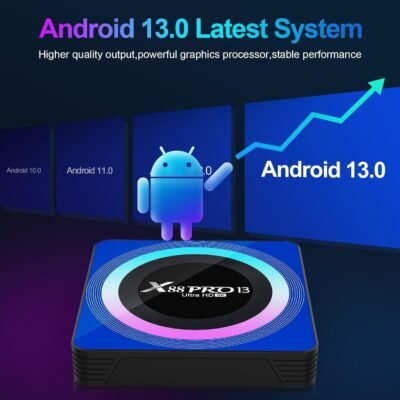 Combo 3 Android TV Box 13.0, Android Box 4GB RAM 64GB ROM, Quad Core Android Smart 8K TV Box con mini teclado soporte 2.4G/5.0GHz Dual WiFi 100M Ethernet Bluetooth - 54 USD - Image 2