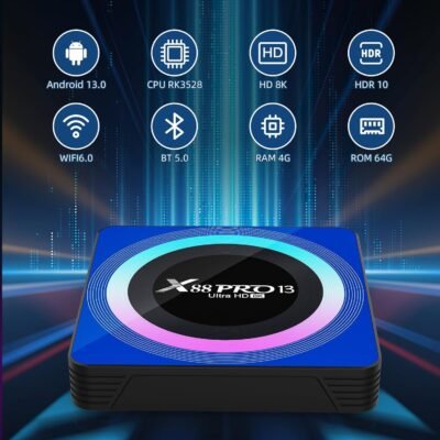 Combo 3 Android TV Box 13.0, Android Box 4GB RAM 64GB ROM, Quad Core Android Smart 8K TV Box con mini teclado soporte 2.4G/5.0GHz Dual WiFi 100M Ethernet Bluetooth - 54 USD - Image 4