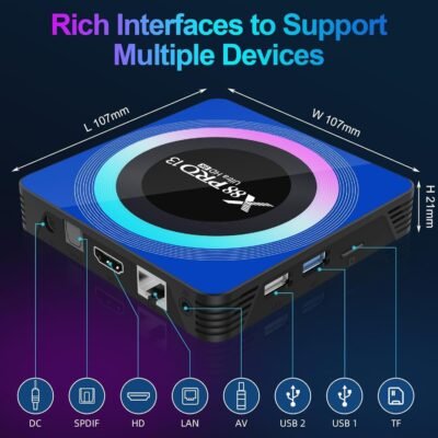 Combo 3 Android TV Box 13.0, Android Box 4GB RAM 64GB ROM, Quad Core Android Smart 8K TV Box con mini teclado soporte 2.4G/5.0GHz Dual WiFi 100M Ethernet Bluetooth - 54 USD - Image 8