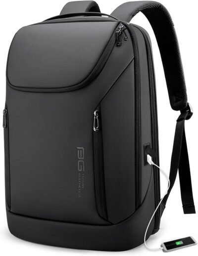 BANGE Mochila inteligente de negocios, impermeable, mochila para laptop de 15.6 pulgadas con puerto de carga USB, mochila duradera de viaje, Negro (tres bolsillos), L, Moda - 94 USD
