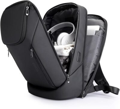 BANGE Mochila inteligente de negocios, impermeable, mochila para laptop de 15.6 pulgadas con puerto de carga USB, mochila duradera de viaje, Negro (tres bolsillos), L, Moda - 94 USD - Image 8