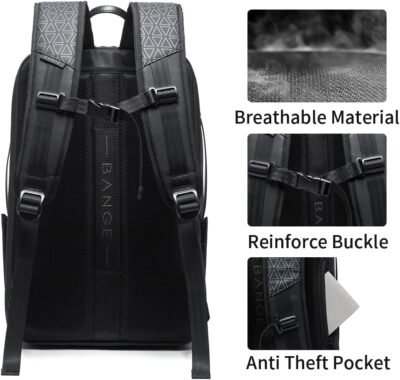 BANGE Mochila de transporte, mochila de viaje aprobada por Flgiht para hombres y mujeres.., Negro -, Cremallera - 86 USD - Image 6