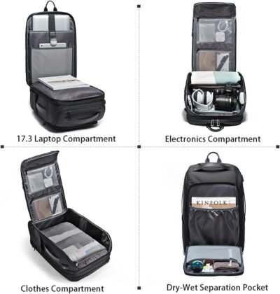 BANGE Mochila de transporte, mochila de viaje aprobada por Flgiht para hombres y mujeres.., Negro -, Cremallera - 86 USD - Image 7