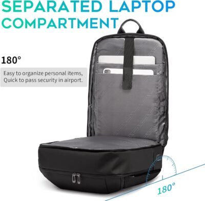 BANGE Mochila de viaje con puerto de carga USB3.0, mochilas para laptop de negocios hombres y mujeres, Negro - 100 USD - Image 4