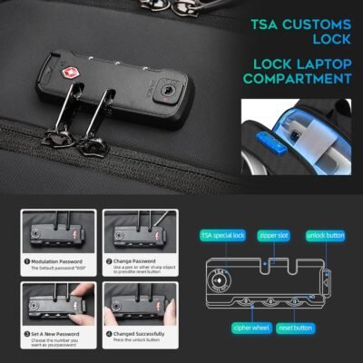 BANGE Mochila de viaje, mochila antirrobo para laptop de 15.6 pulgadas, Negro (actualización), Computadora portátil - 80 USD - Image 6