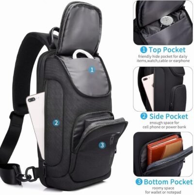 BANGE Bolso bandolera para hombre, bolsas de hombro, mochila cruzada para hombres y mujeres - 43 USD - Image 4