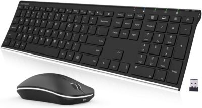 Arteck Combo de teclado y mouse inalámbricos 2.4G de acero inoxidable ultra delgado - 54 USD