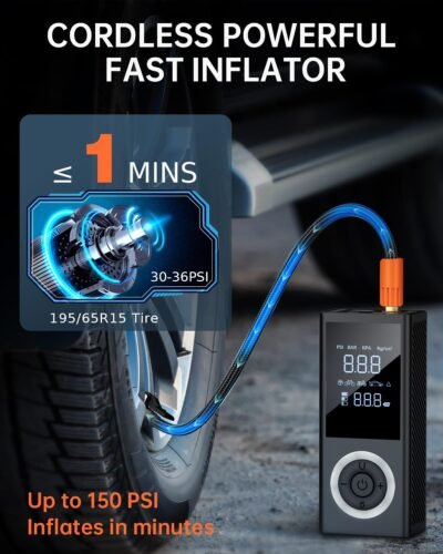 Cordless Tire Inflator Portable Air Compressor - 57 USD - Image 2
