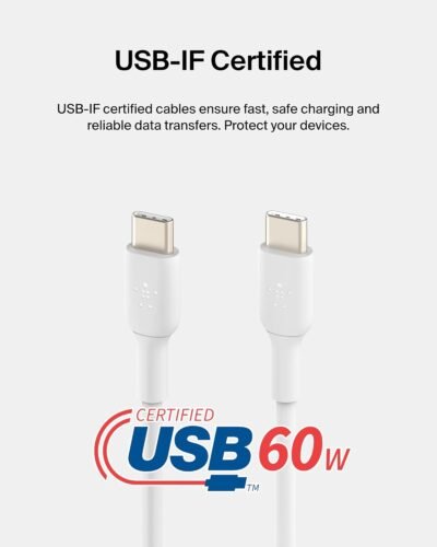 Cable de carga rápida tipo C de 2 METROS de largo marca BELKIN. Certificados por Apple y Samsung - Image 4