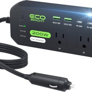 🔌 Inversor de Corriente para Auto ecoBright 200W ¡Potencia y Carga Rápida! ⚡